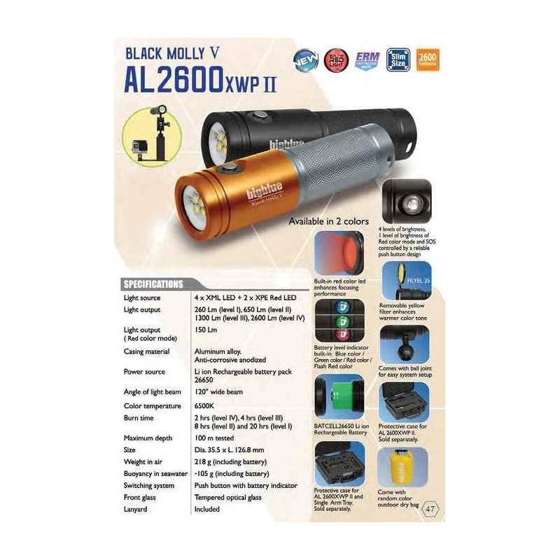 Phare AL2600XWP II ORANGE Black Molly V - BIGBLUE  - BigBlue